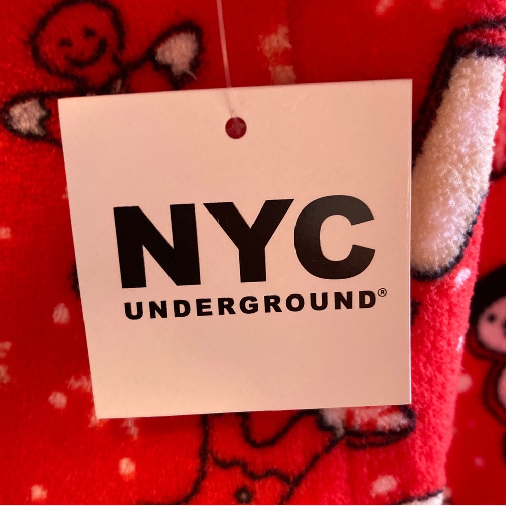 NYC underground adult Christmas pajama onesie one piece zip up hooded size L/XL - Picture 9 of 16